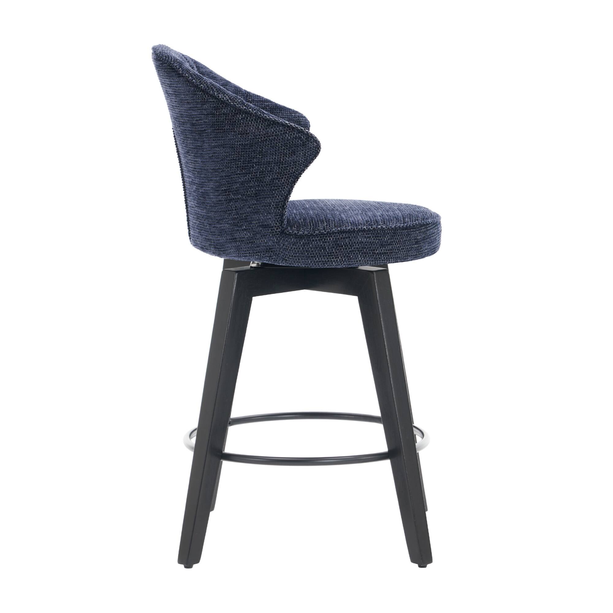 Alt View 8. GOODSILO - Set of 2 Wing Back Swivel Bar Stools - Adjustable Counter Height Stools with Solid Wood Legs & Plush Upholstery - Blue.