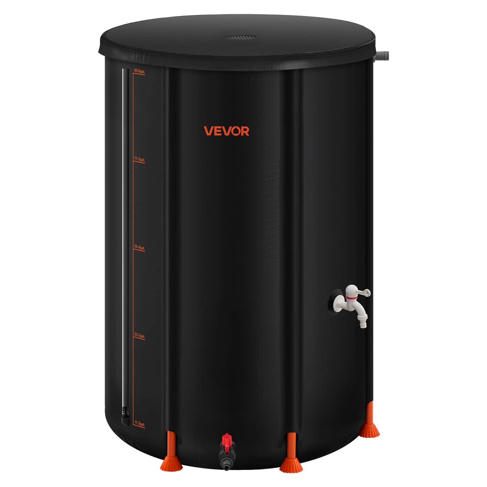 VEVOR - Collapsible Rain Barrel, 100 Gallon Portable Rain Water Collection Barrel, 1000D PVC Rainwater Collection System - Black