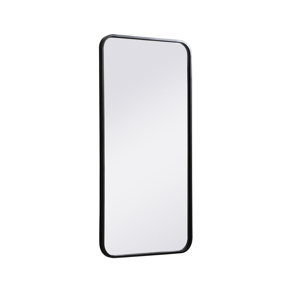 Alt View 1. Elegant Decor - Soft corner metal rectangular mirror 18x36 inch in Black - Black.