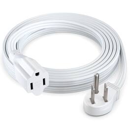 Maximm - Extension Cord (10 ft) 1 Outlet Flat Wire, 3-Prong 45° Angled Flat Plug, 16 AWG Power Cord - UL Certified - White