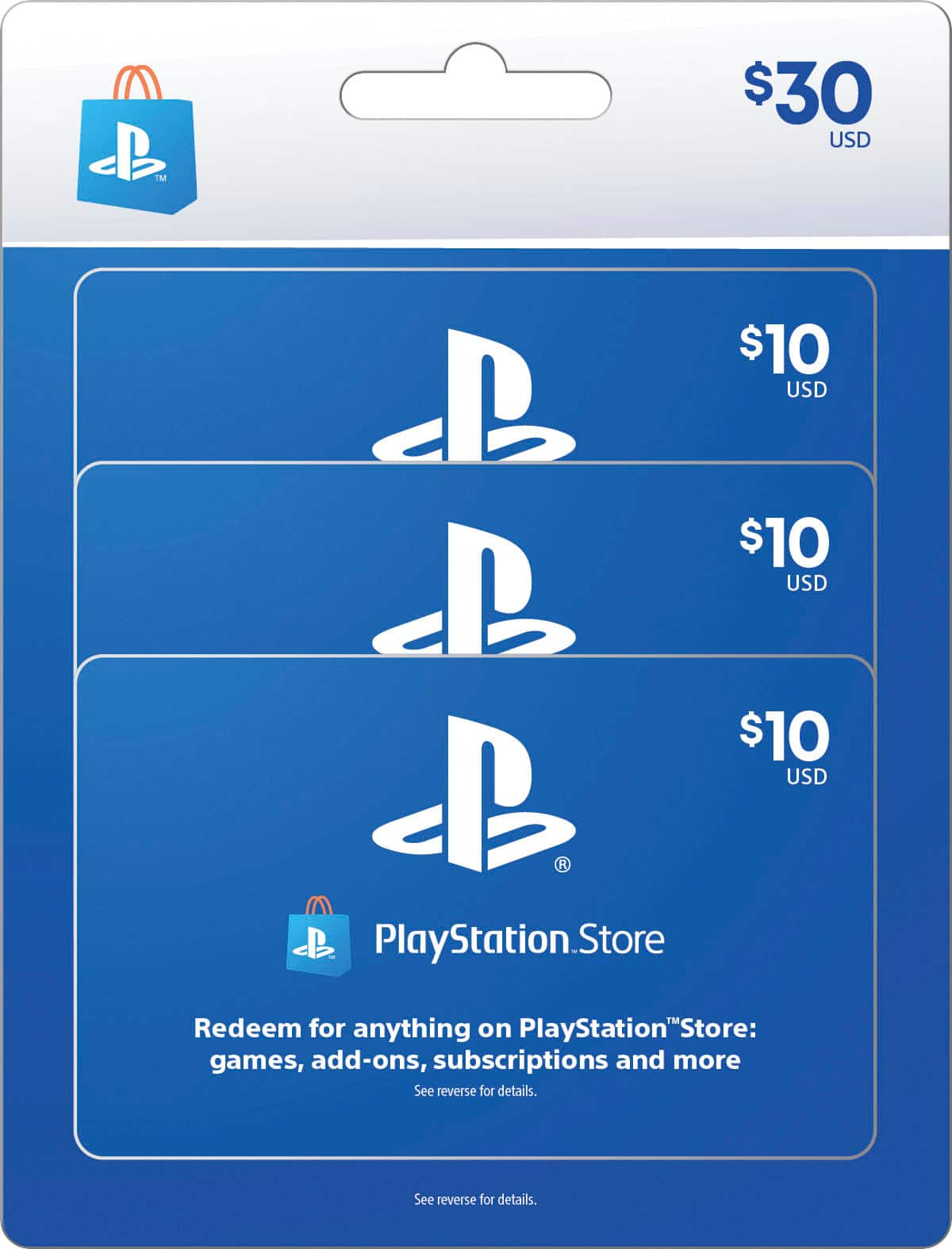 Sony $10 PlayStation Store Cards (3-Pack) SONY PS4 STORE CASH MP $30 - Best  Buy