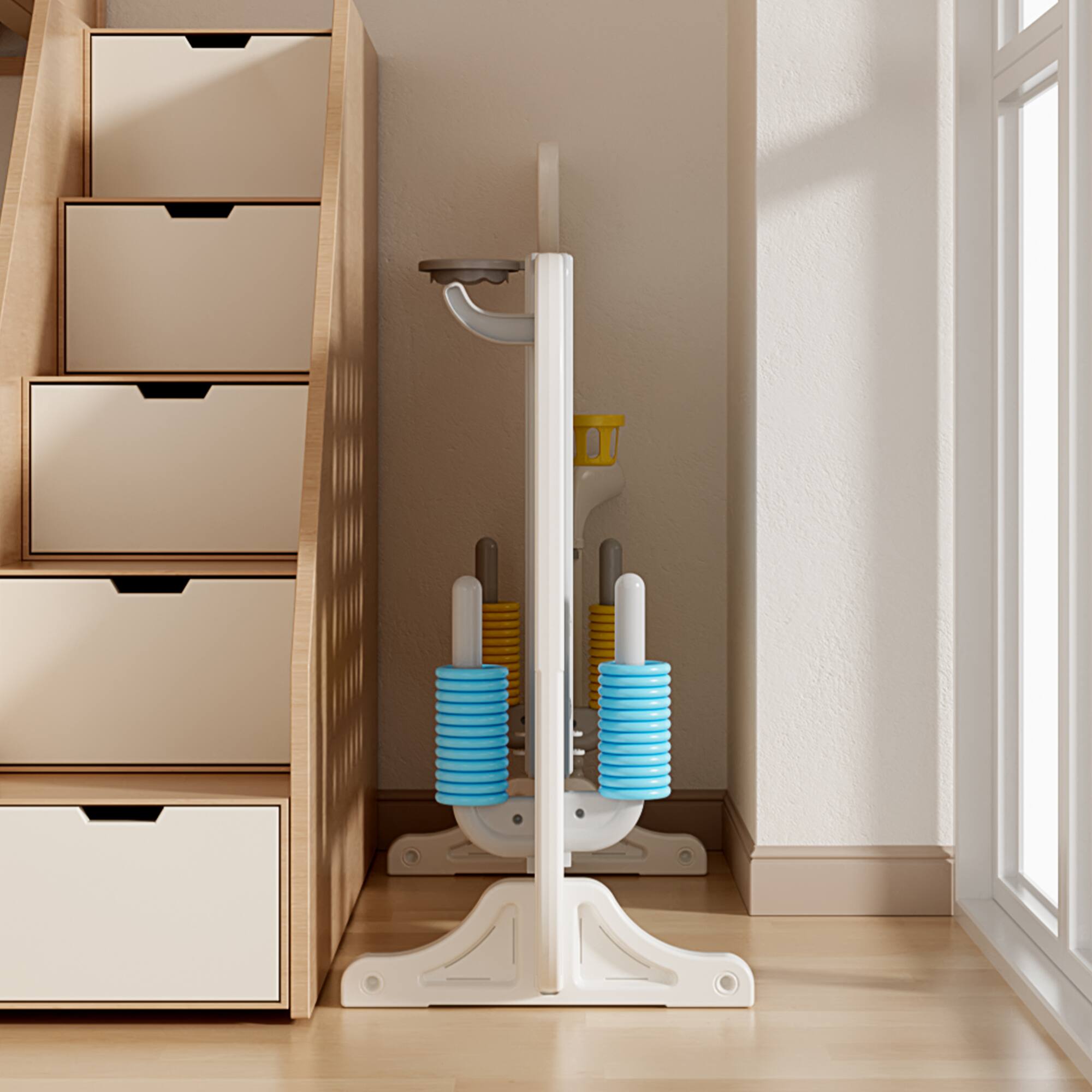 Alt View 4. ELEMENT ACE - 4-in-1 Adjustable Height Family Game Set with Basketball, Ring Toss, Golf,  Connect Four for Indoor and Outdoor - White+gray.