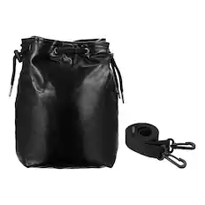 Front. Unique Bargains - Drawstring Camera Bag, Large PU Leather Case for Nikon Z9/Z7II/Z6II, Fuji - Black.
