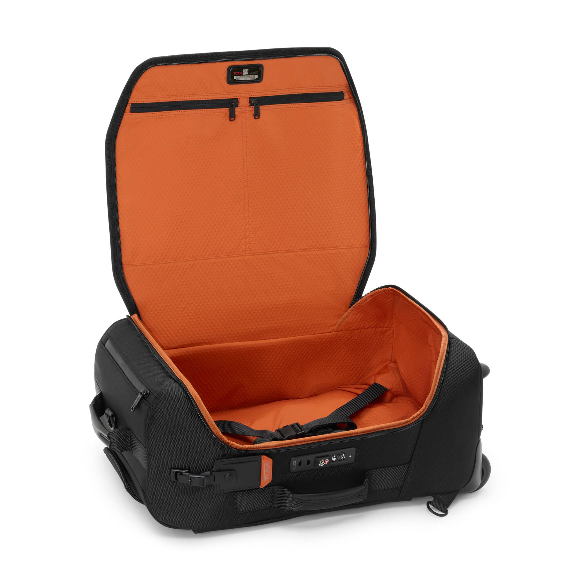 Angle. TUMI - Alpha Bravo Tilting Wheeled Carry-On Duffel - Terra Brown.