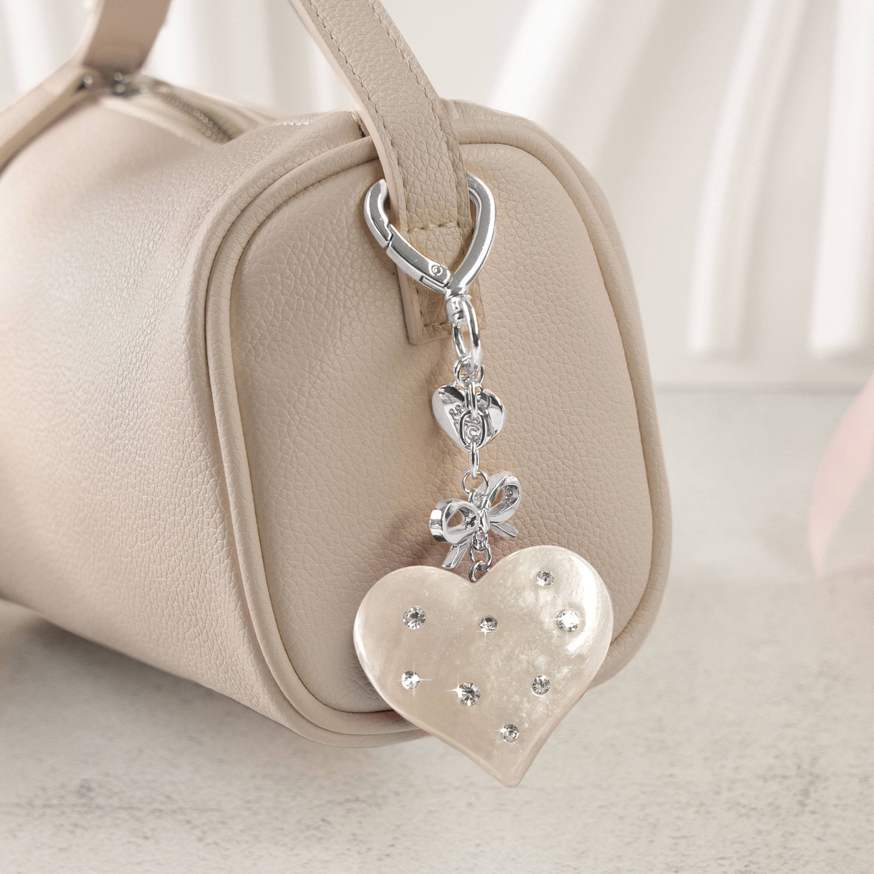 Alt View 4. VELVET CAVIAR - Tech & Bag Charm - Cream Crystal Heart.