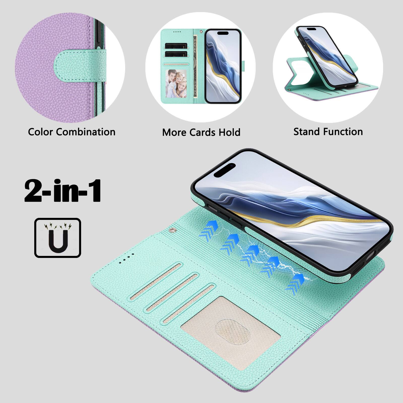 Color Combination  
More Cards Hold  
Stand Function  

2-in-1