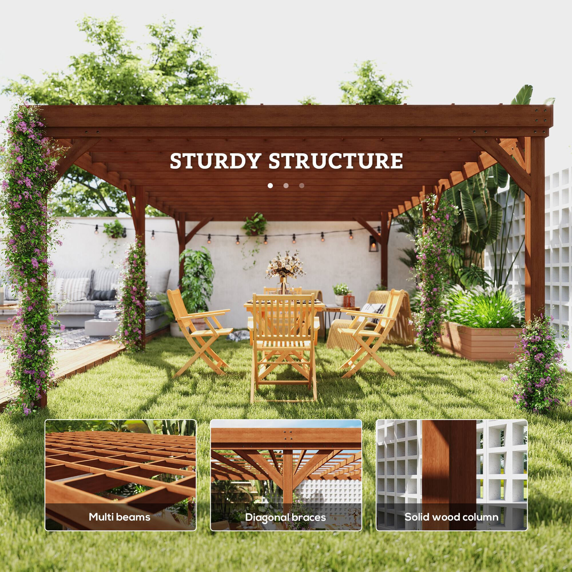STURDY STRUCTURE

Multi beams
Diagonal braces
Solid wood column