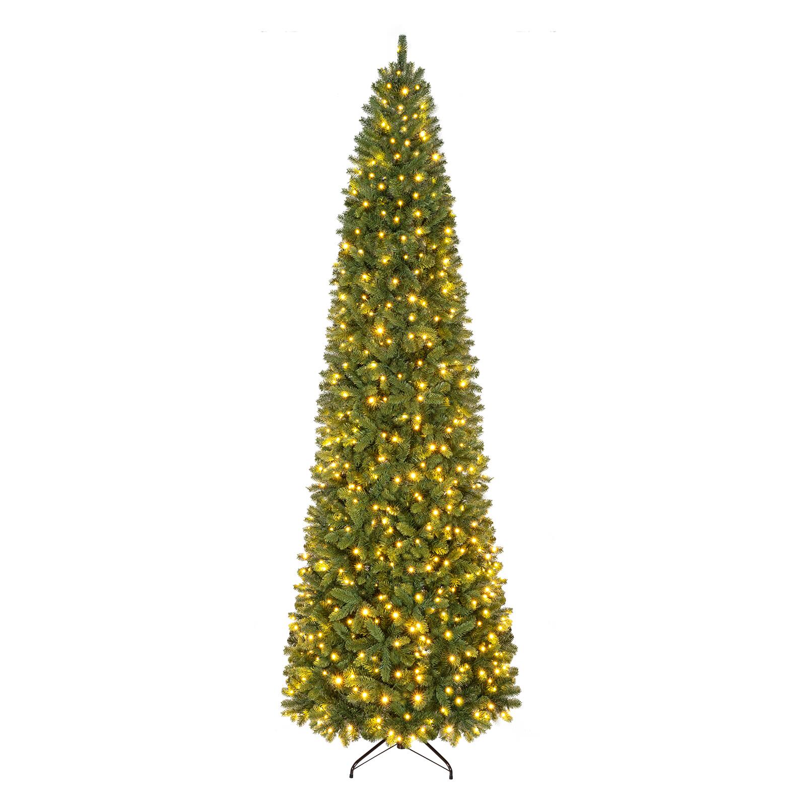 Front. Costway - Costway 9 FT Pencil Alpine Christmas Tree with 1345 Full Branch Tips, 550 LED Lights - Green.