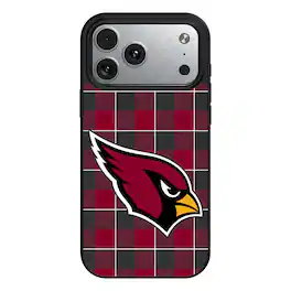 Keyscaper - NFL - Arizona Cardinals Plaid Magnetic Bump iPhone Case - 15 - Black