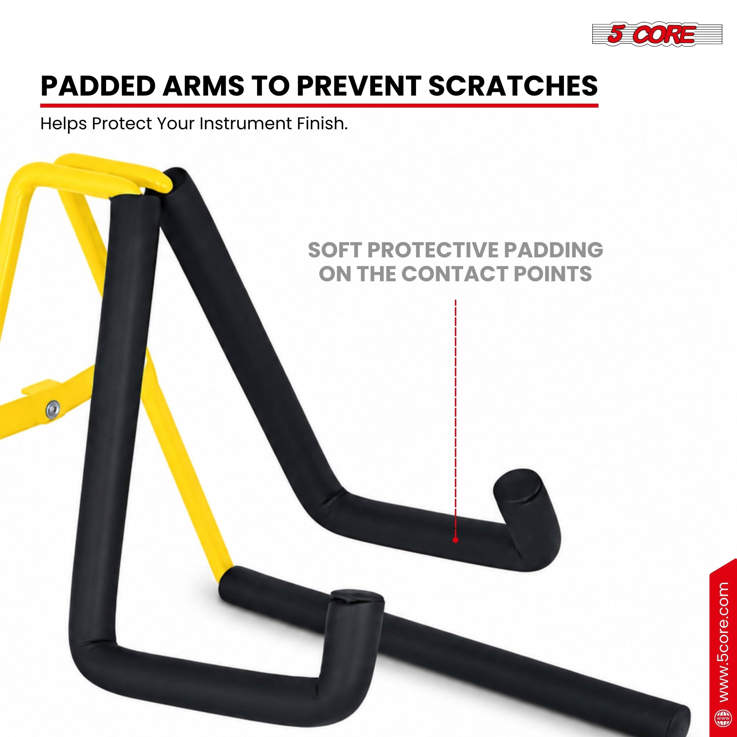 5 CORE PADDED ARMS TO PREVENT SCRATCHES Helps Protect Your Instrument Finish. SOFT PROTECTIVE PADDING ON THE CONTACT POINTS www.5core.com
