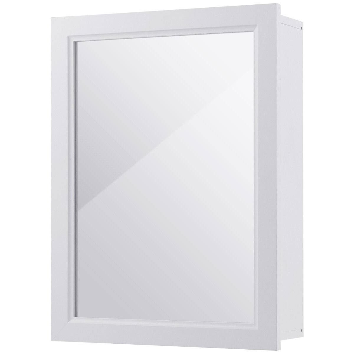 Alt View 7. Gymax - Gymax Bathroom Mirror Cabinet Wall Mounted Kitchen Medicine Storage Adjustable Shelf - White.