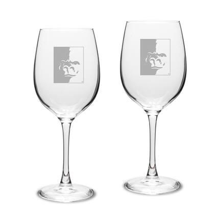 Front. Jardine - Pittsburg State Gorillas Two-Piece 16oz. Traditional White Wine Glass Set - Multicolor.