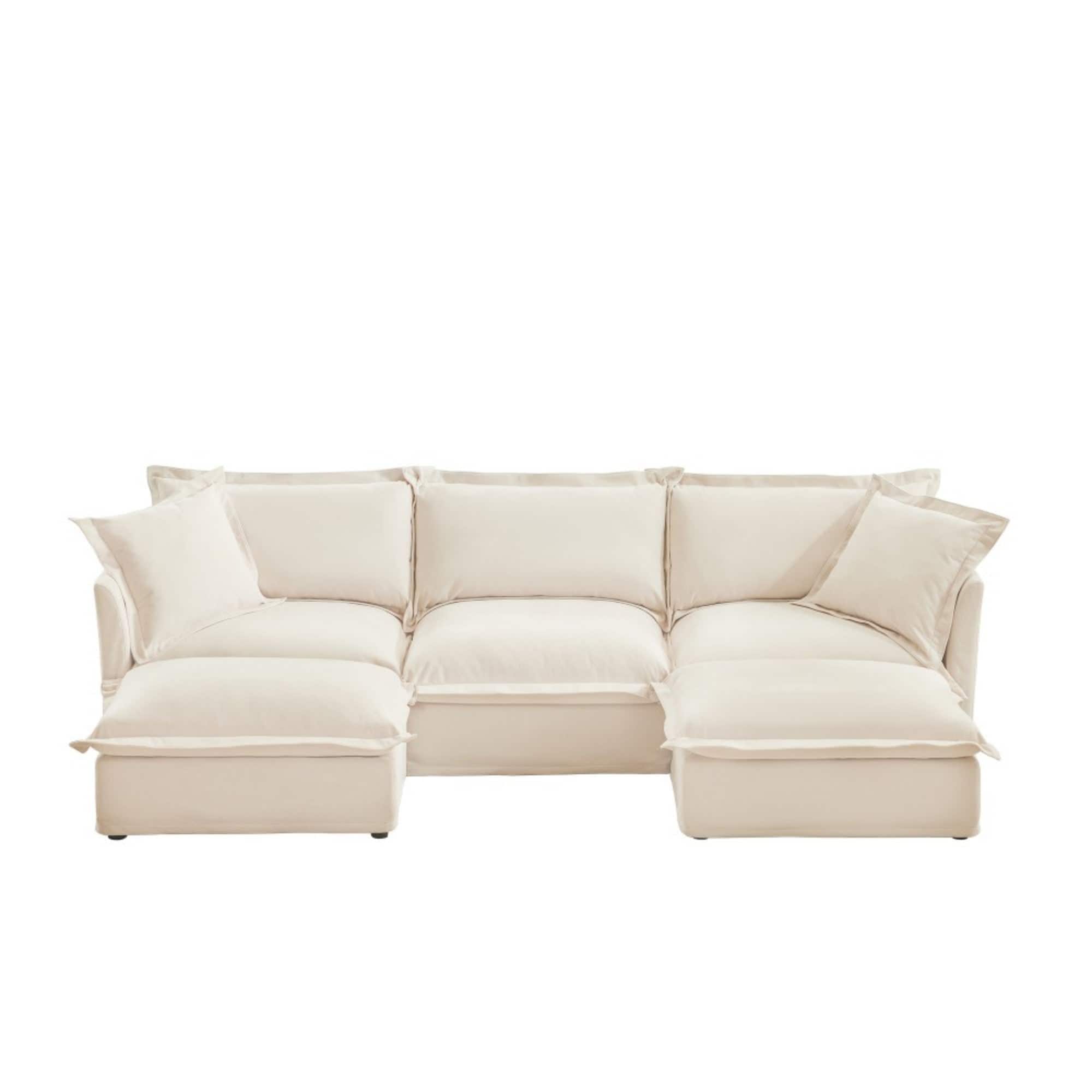 Boyel Living - Chenille Slipcovered 3 Seater Deep Seat Sofa - Cream
