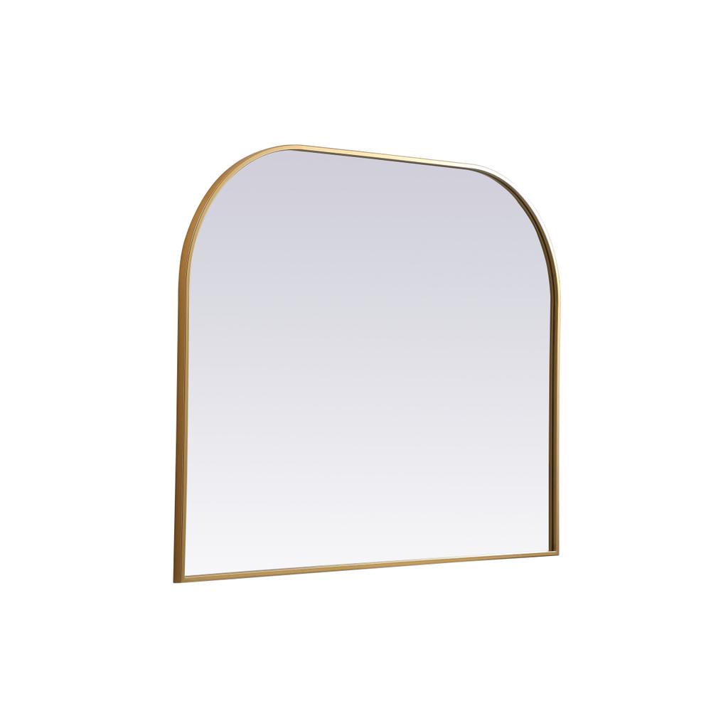 Left. Elegant Decor - Metal Frame Arch Mirror 42x34 Inch in Brass - Brass.