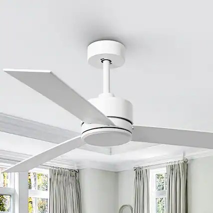 Front. Parrot Uncle - 52" Modern White DC Motor No Light Ceiling Fan with Remote - White.