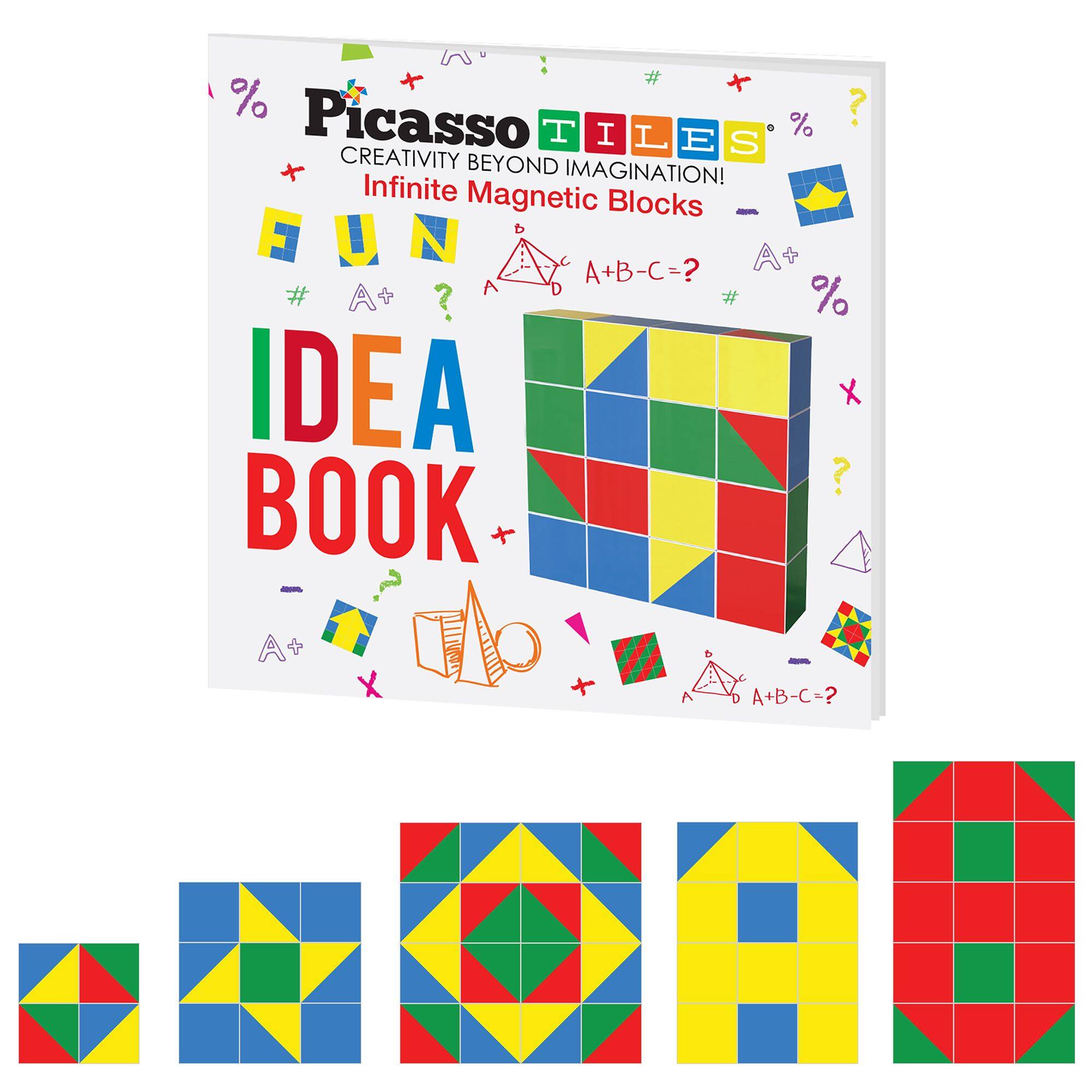 Picasso Tiles  
Creativity Beyond Imagination!  
Infinite Magnetic Blocks  

Fun  
Idea Book  

A+B-C=?  
A+B-C=?