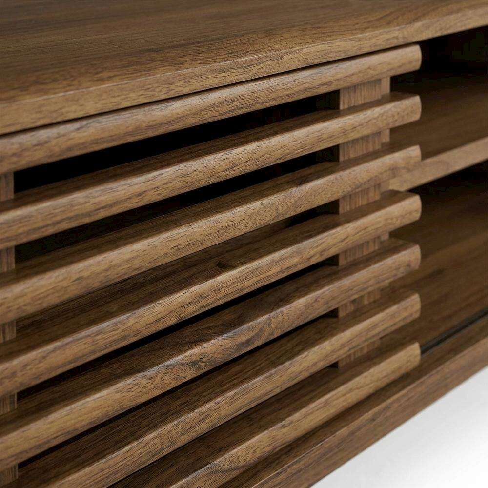 Alt View 1. FurniFact - Wooden brown media console, 46-inch top, sturdy legs, modern living spaces - Brown.