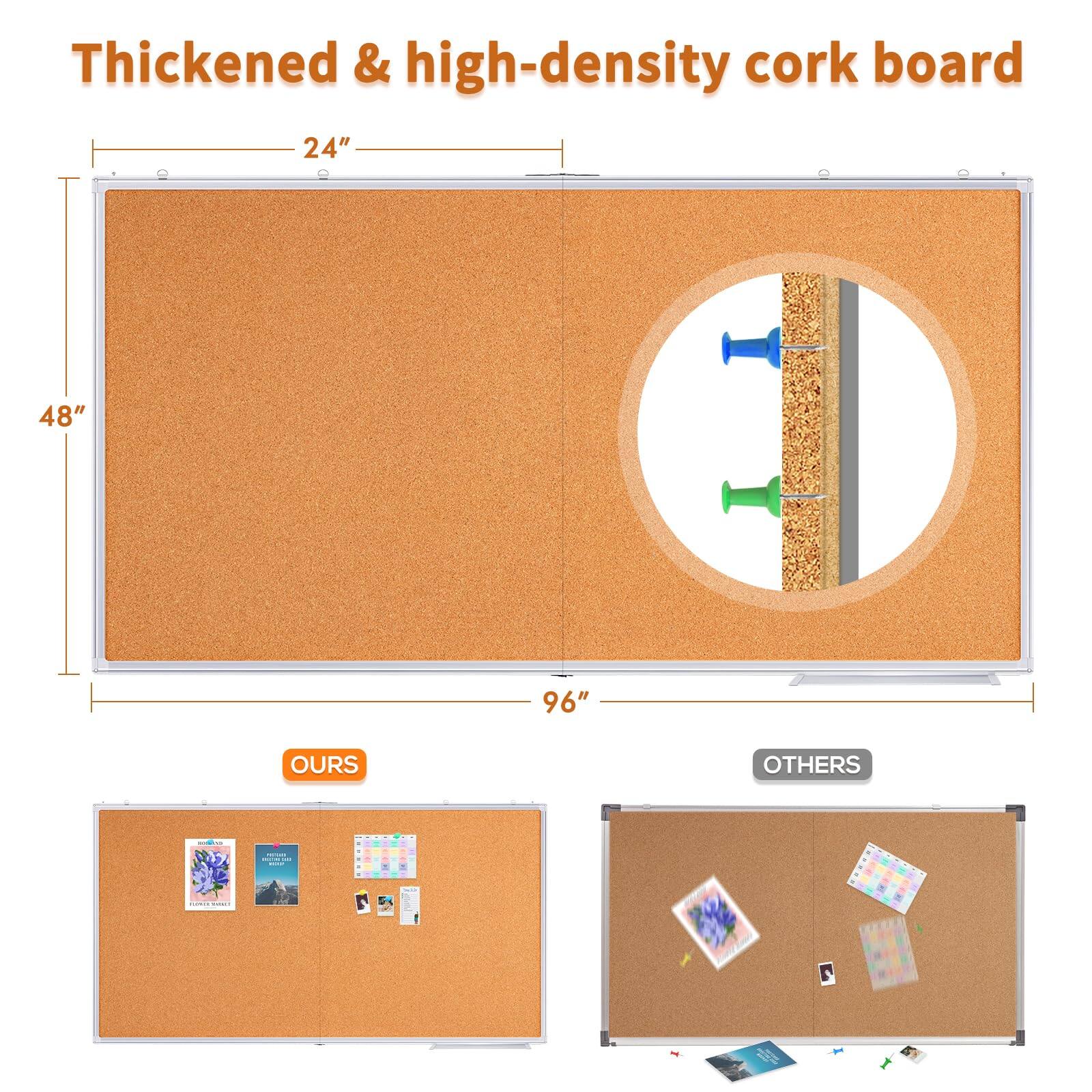 Thickened & high-density cork board

24" 48" 96"

OURS OTHERS