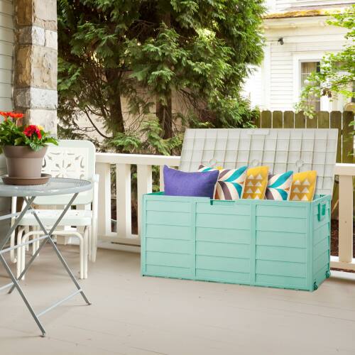 Alt View 9. Winado - 75 Gallon Storage Deck Box Rattan Garden Cushion Organizer Patio Deck Cabinet for Indoor Outdoor - Light Green.