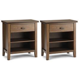 Simpli Home - Artisan 24 inch Solid Wood Transitional Night Stand (Set of 2) - Rustic Natural Aged Brown