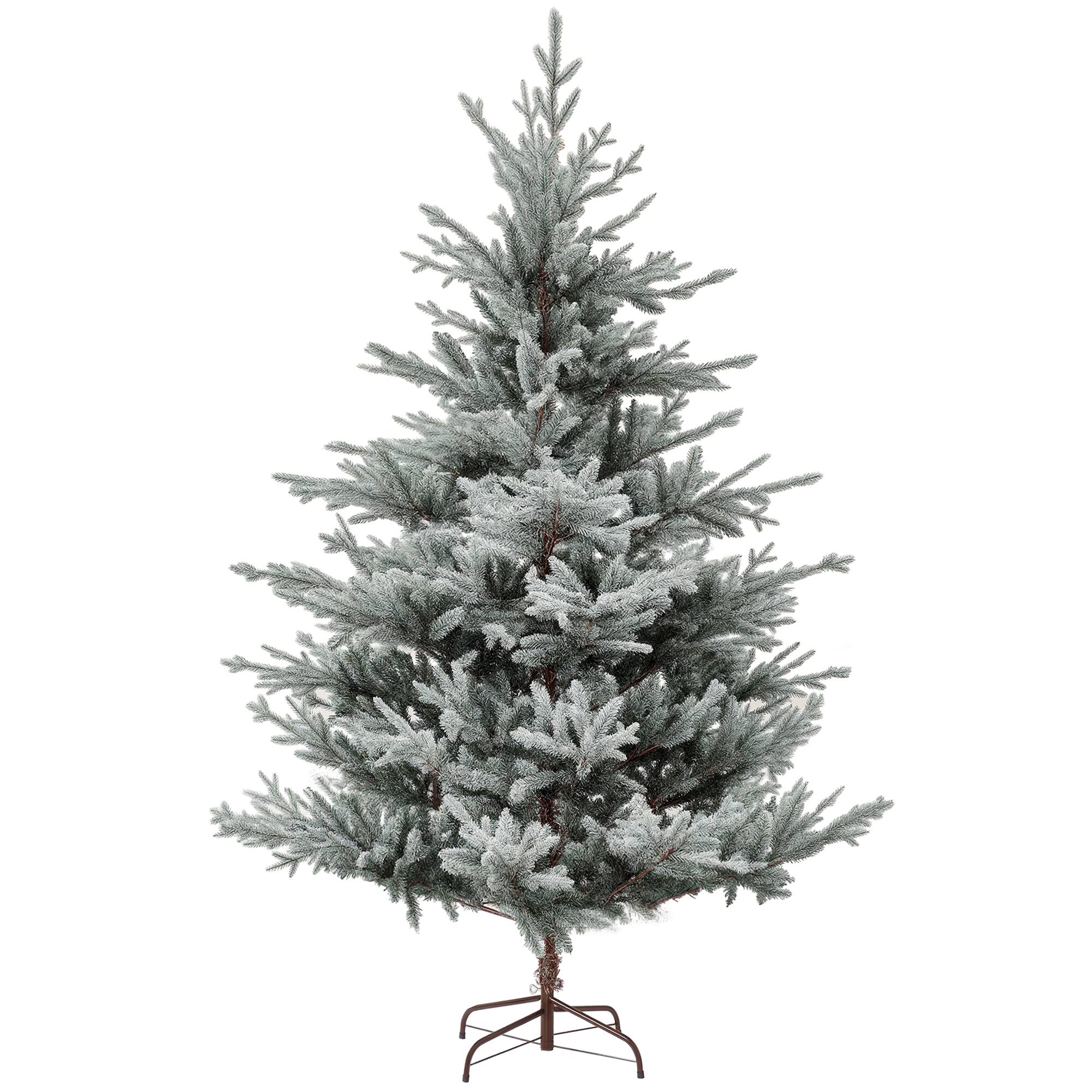 Homcom - Nordic Pine Snow Flocked Artificial Christmas Tree, 795 Tips Foldable Stand - Green