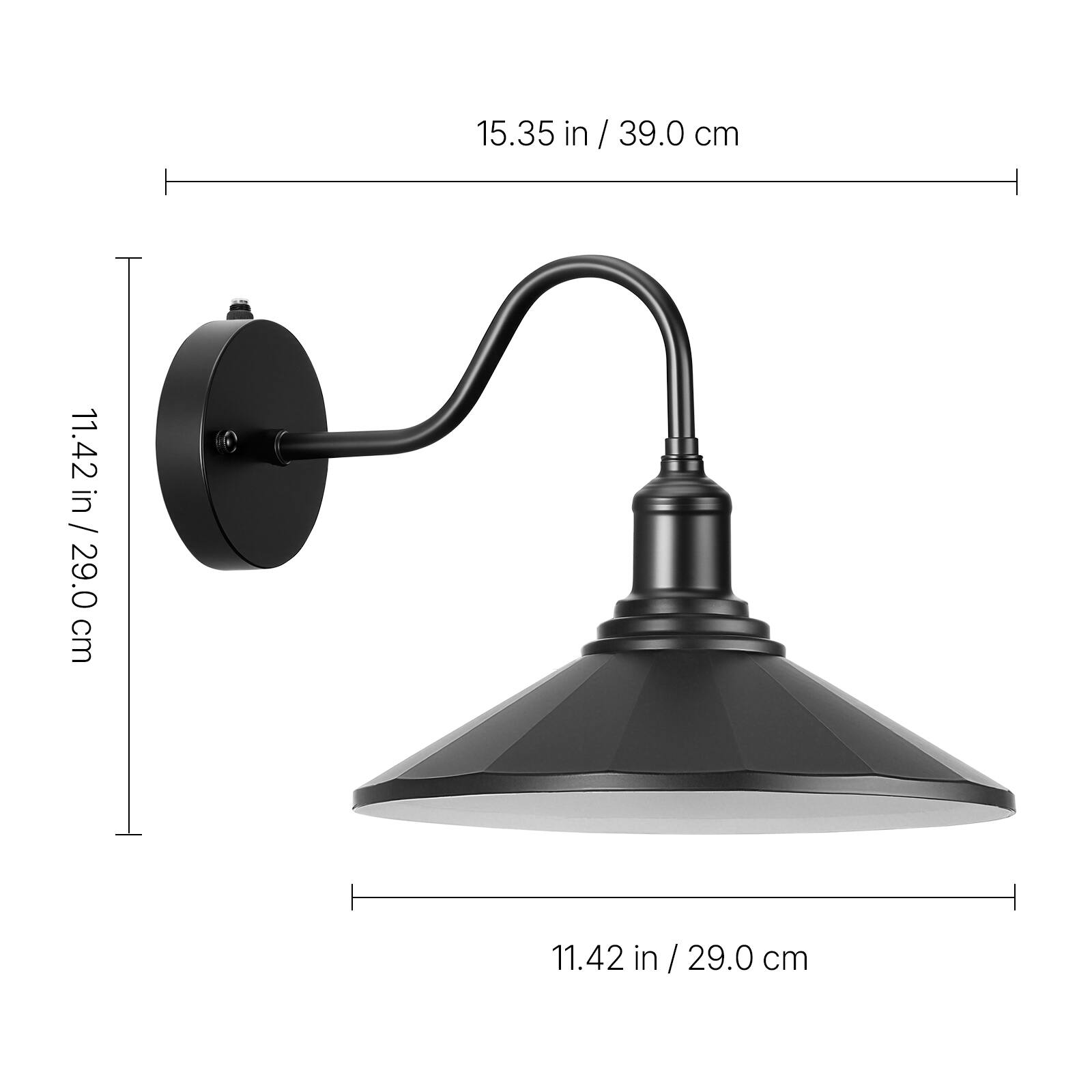 15.35 in / 39.0 cm  
11.42 in / 29.0 cm  
11.42 in / 29.0 cm