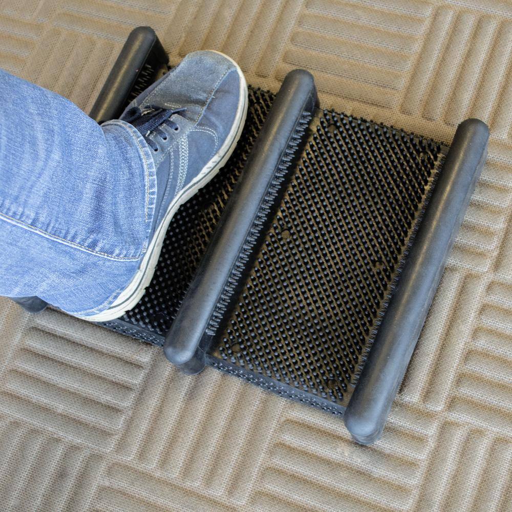 Left. AmeriHome - Rubber Boot Scraper Mat - Black.