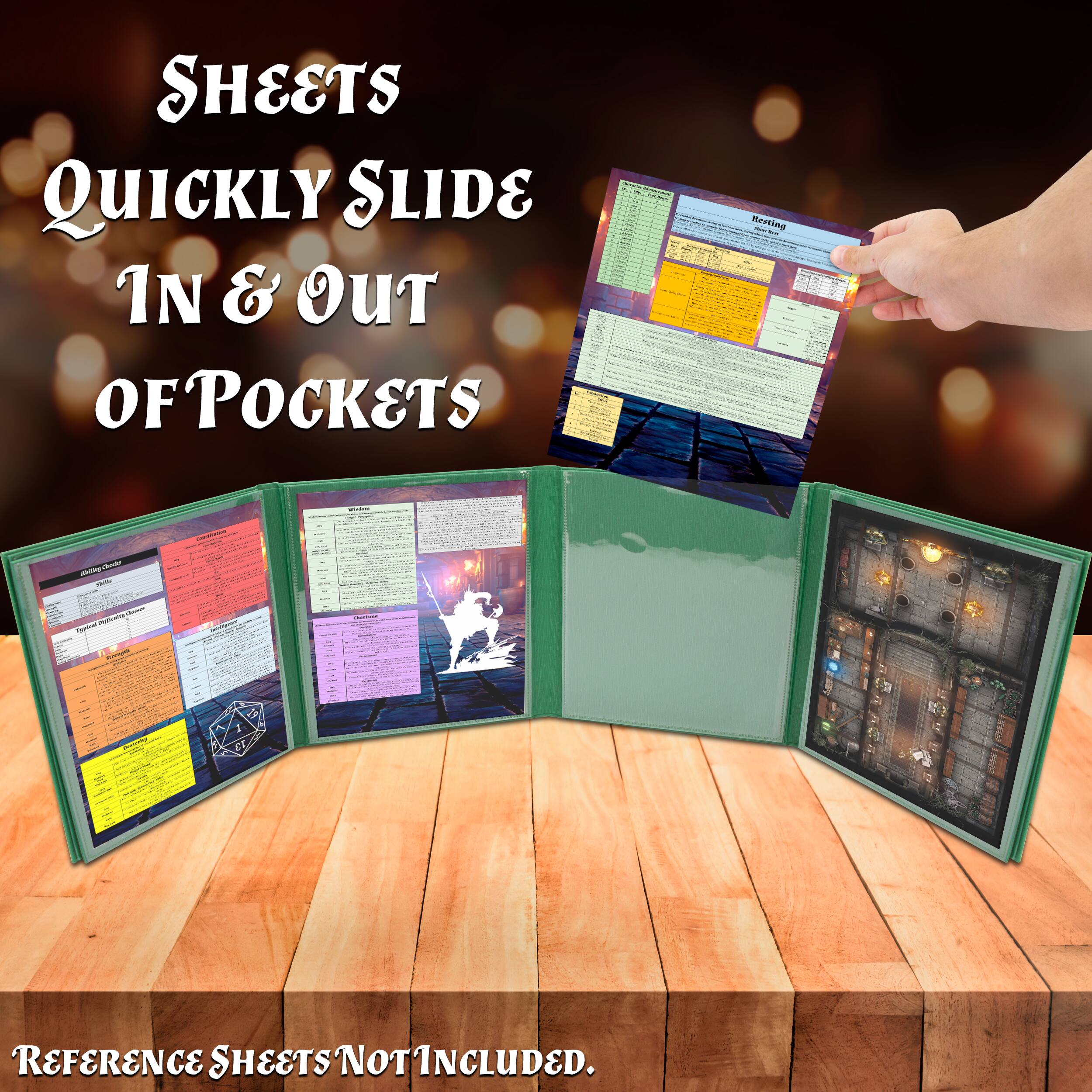 SHEETS QUICKLY SLIDE IN & OUT OF POCKETS

Rentimg - AMS - - M - - T 7 3

REFERENCE SHEETS NOT INCLUDED.