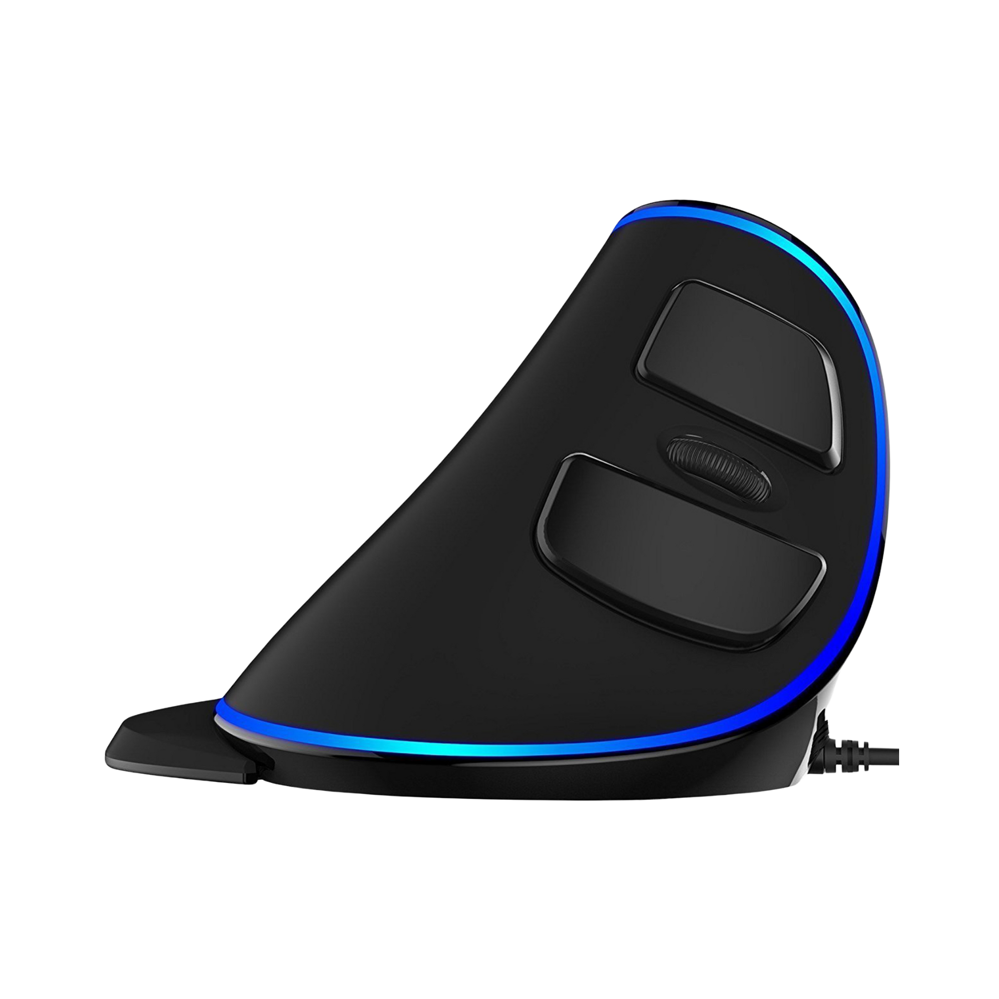 Left. J-Tech Digital - J-Tech Digital Wired Vertical Ergonomic Mouse with Removable Palm Rest and Adjustable DPI, Blue LED Trim (Black) - Black.