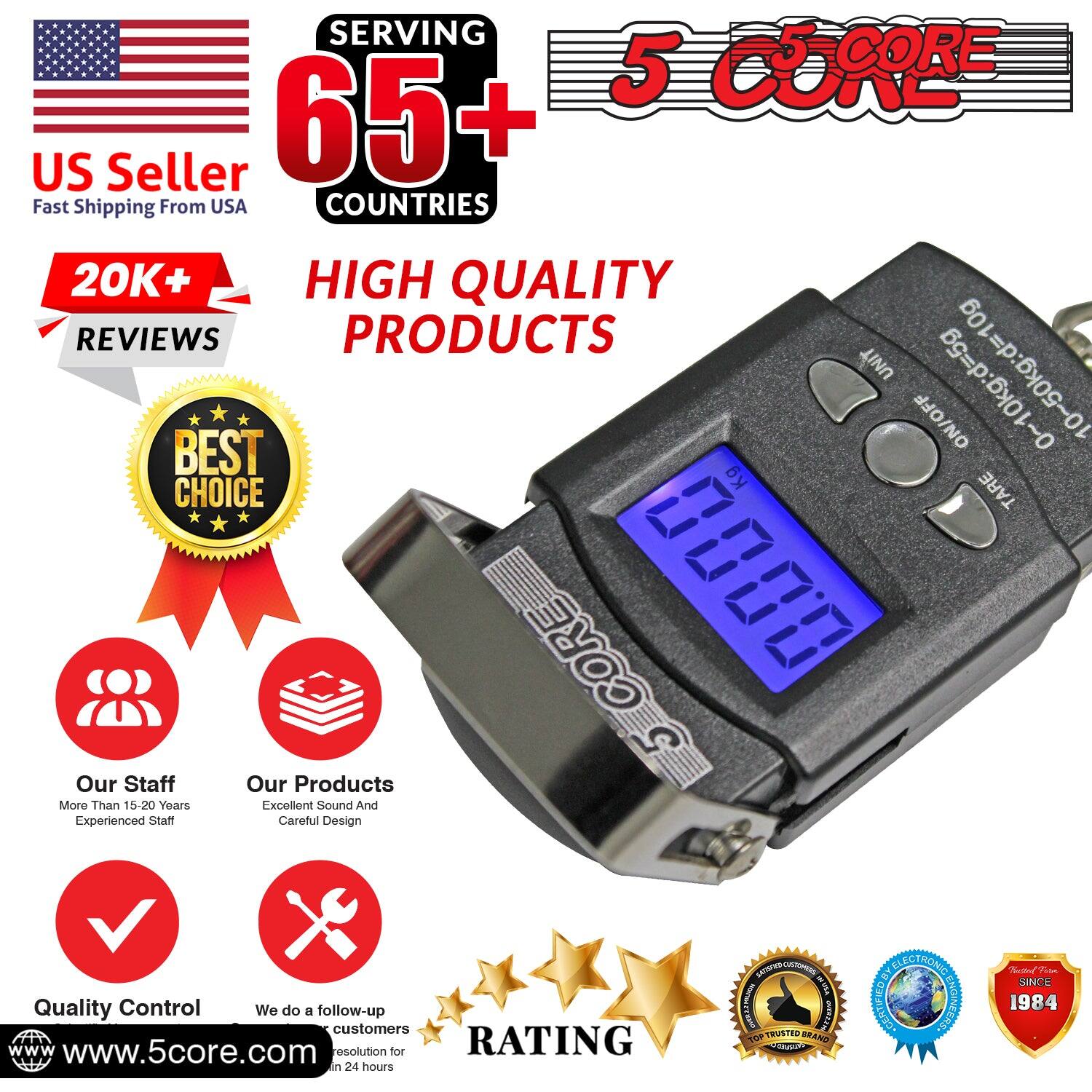 **Serving 65+ Countries**

**US Seller Fast Shipping From USA**

**20K+ High Quality Reviews**

**Products**

**Unit 10~50kg: d=10g**

**Best On/Off Choice**

**Our Staff: More Than 15-20 Years**

**Excellent Sound And Experienced Staff**

**Careful Design**

**Quality Control**

**We Do a Follow-Up for Customers**

**Resolution for Rating in 24 Hours**

**www.5core.com**

**Top Trusted Brand Since 1984**

**Electronics Certified Engineers**