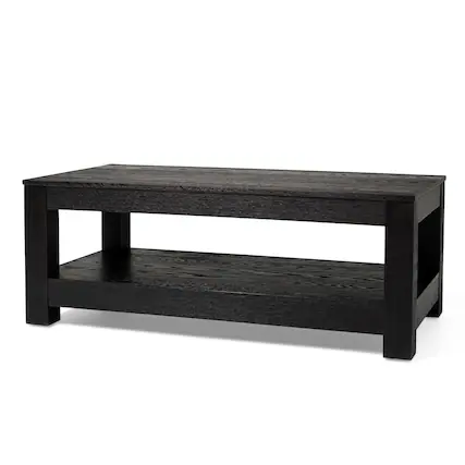 Front. Maven Lane - Maven Lane Paulo Wooden Coffee Table in Weathered Black Finish - Weathered Black.