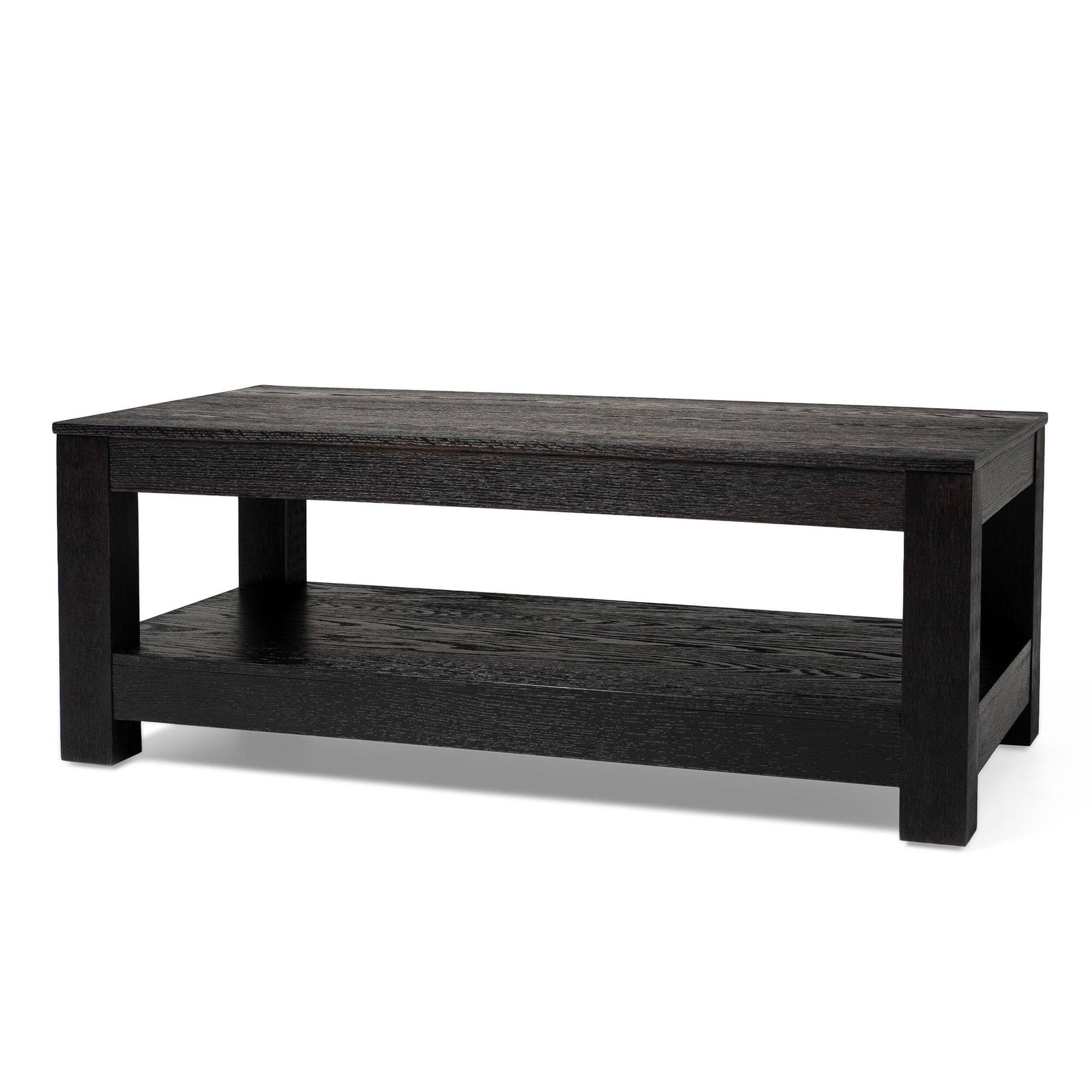 Front. Maven Lane - Maven Lane Paulo Wooden Coffee Table in Weathered Black Finish - Weathered Black.