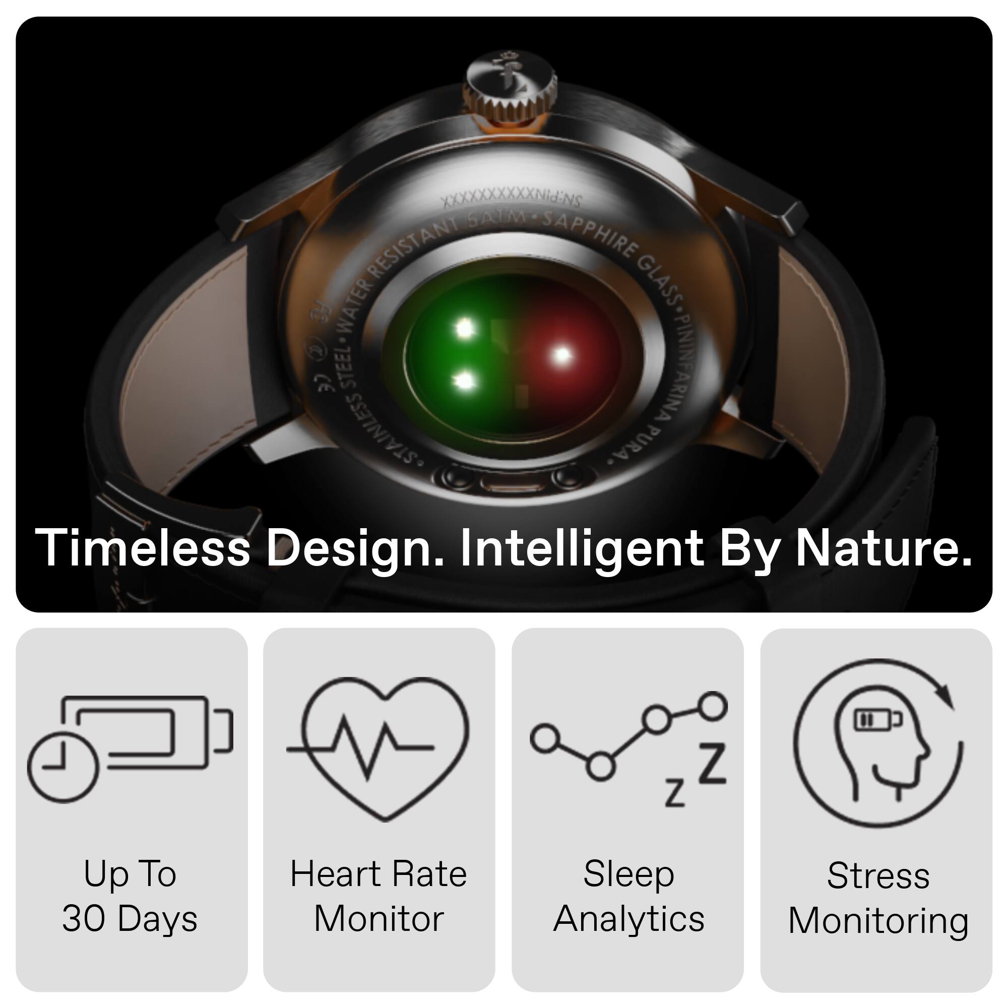 XXXXXXXXXXXX9 STAINLESS STEEL PININFARINA WATER RESISTANT SAPPHIRE GLASS FC CE PURA- Timeless Design. Intelligent By Nature. Up To 30 Days Heart Rate Monitor Sleep Stress Analytics Monitoring