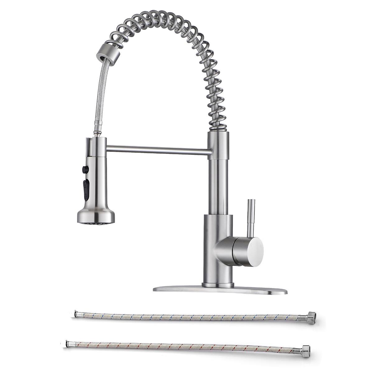 Angle. Ropilly - Ropilly Pull Down Kitchen Faucet, Brushed Nickel Stainless Steel Kitchen Faucet with Single Handle and Spray Head - Brushed Nickel.