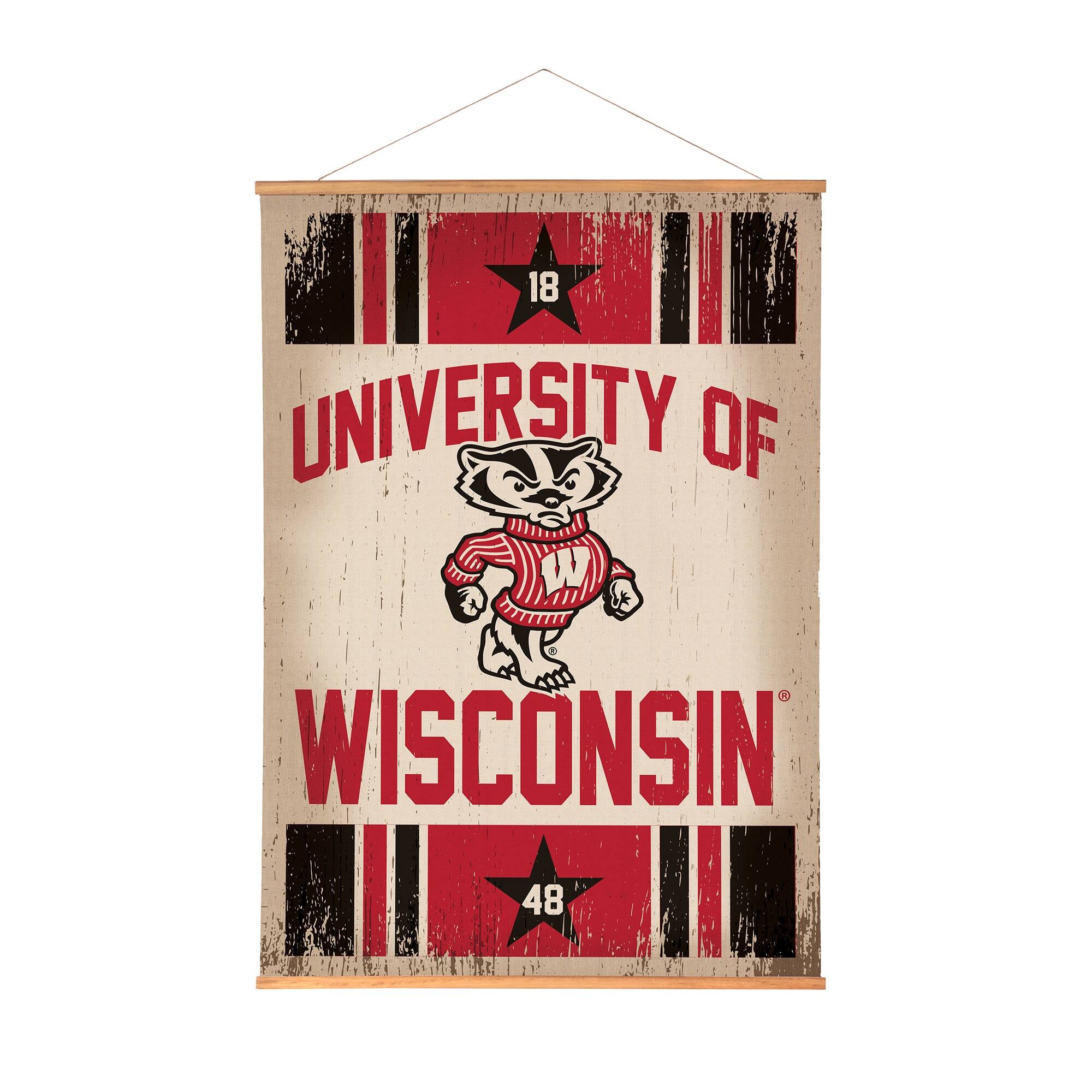 Wisconsin Badgers 36" x 54" Large Canvas Wall Art Tapestry with Wood Frame