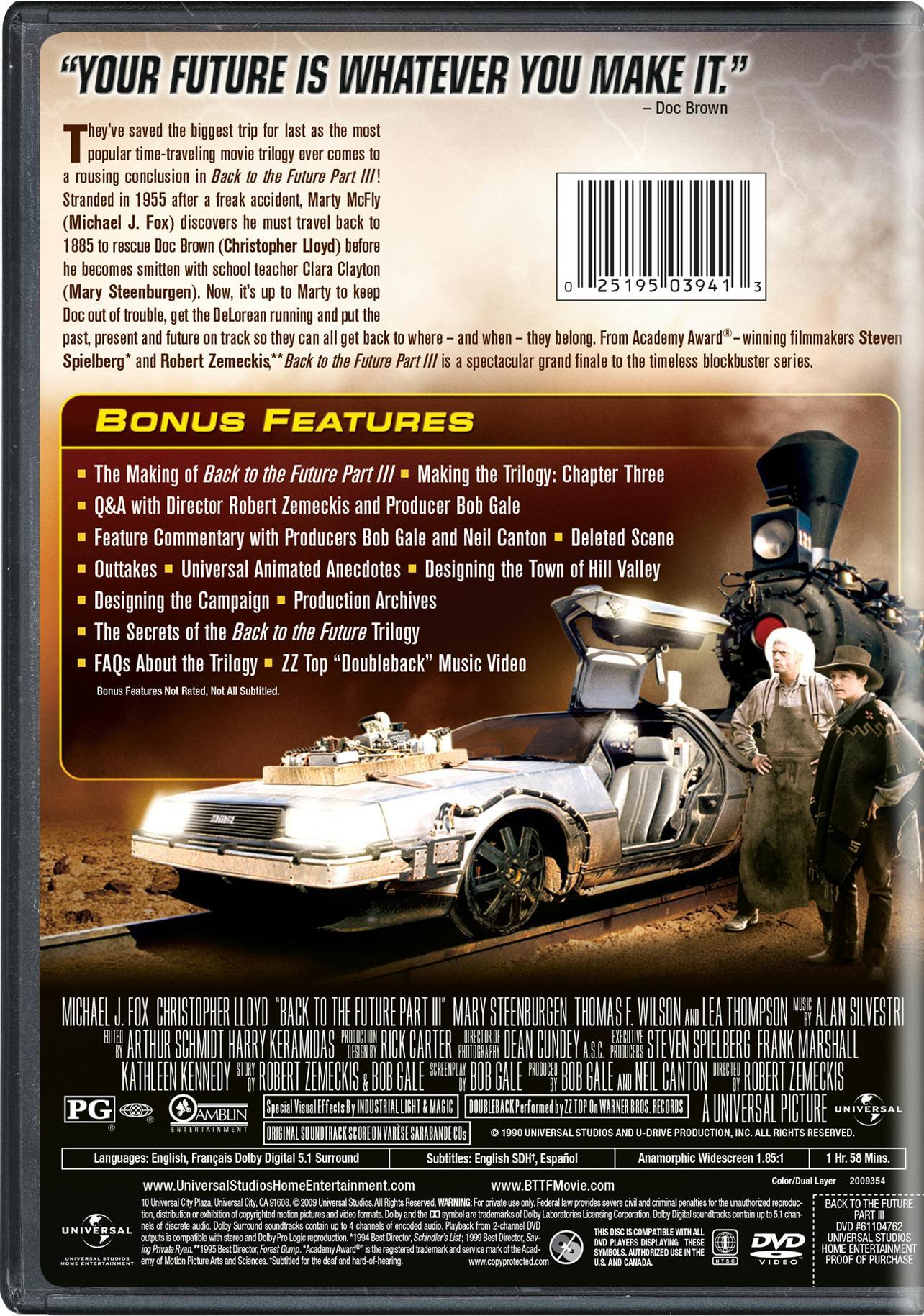 Back. Back to the Future: Part 3 (DVD Special Edition) [DVD].