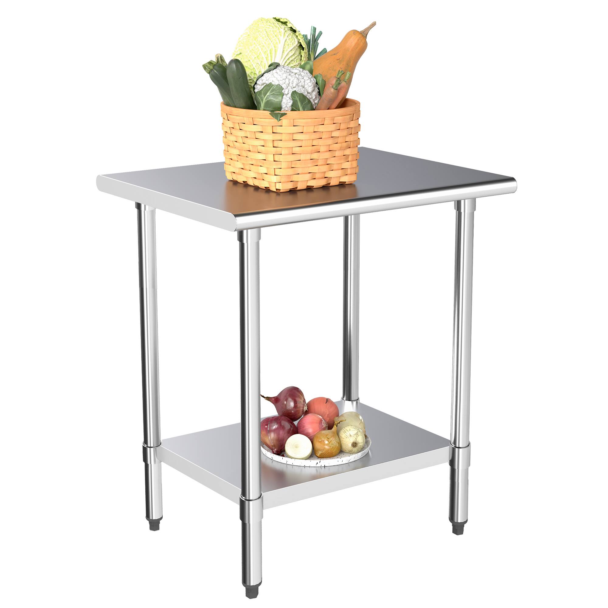Alt View 7. KLEENSTEEL - 24" x 30" NSF Stainless Steel Worktable Adjustable Undershelf for Kitchen & BBQ.