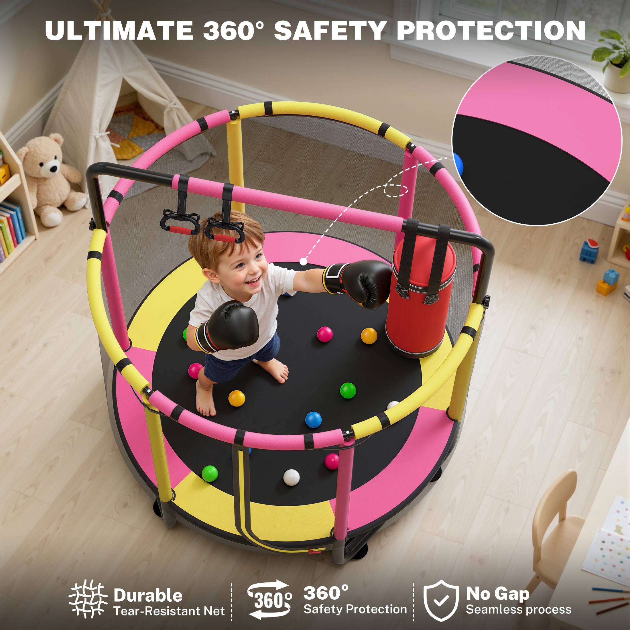 ULTIMATE 360° SAFETY PROTECTION

Durable Tear-Resistant Net

360° Safety Protection

No Gap Seamless Process