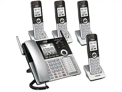 Front. VTech - VTech Small Business System 80-0328-00 4-Line Cordless Phone, Silver/Black - Silver/Black.