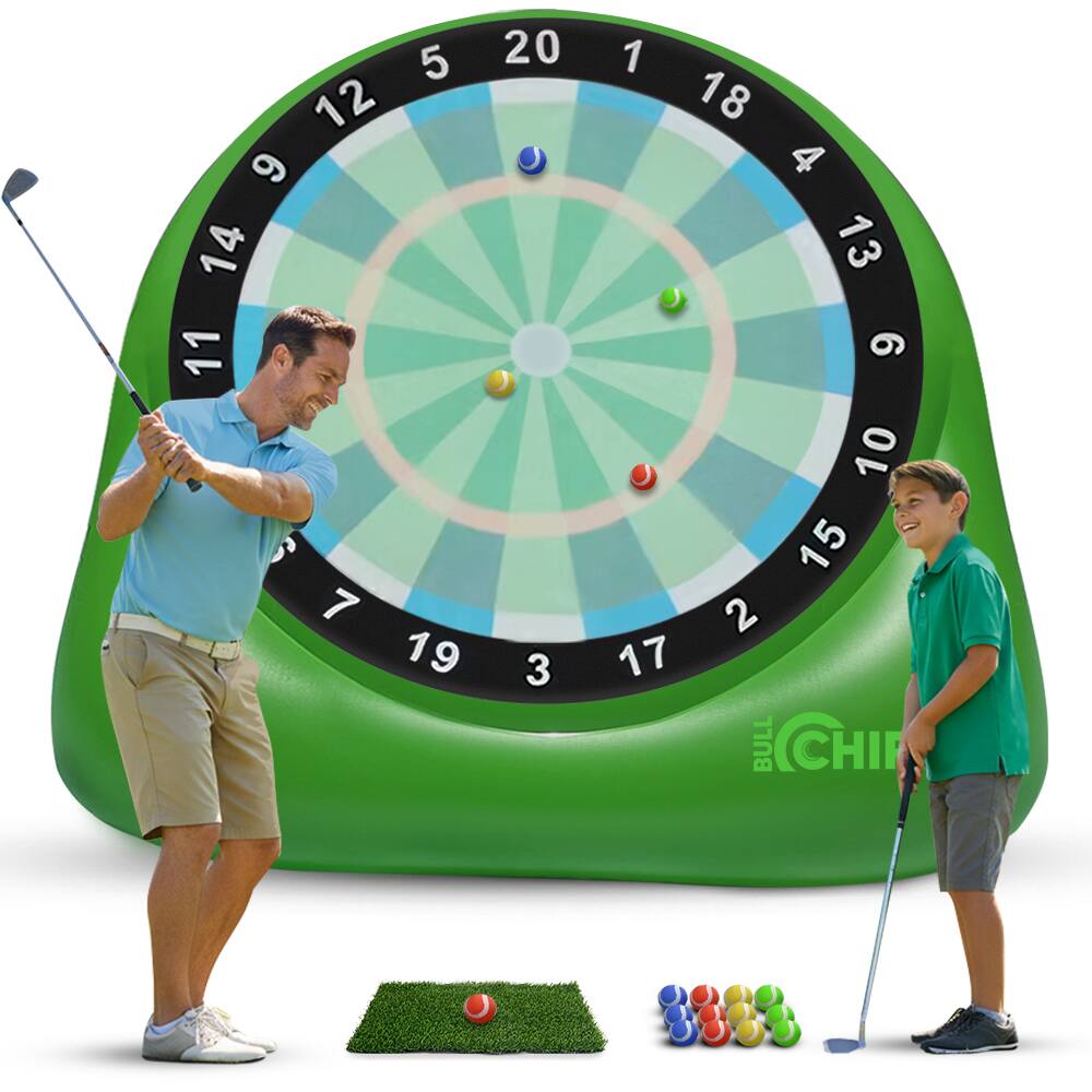Swooc Games - XL Bull Chipper | Giant Golf Darts w/ 10+ Golf Games | Backyard Game w/ Air Pump | Yard Game for Adults | Outdoor Games - Green