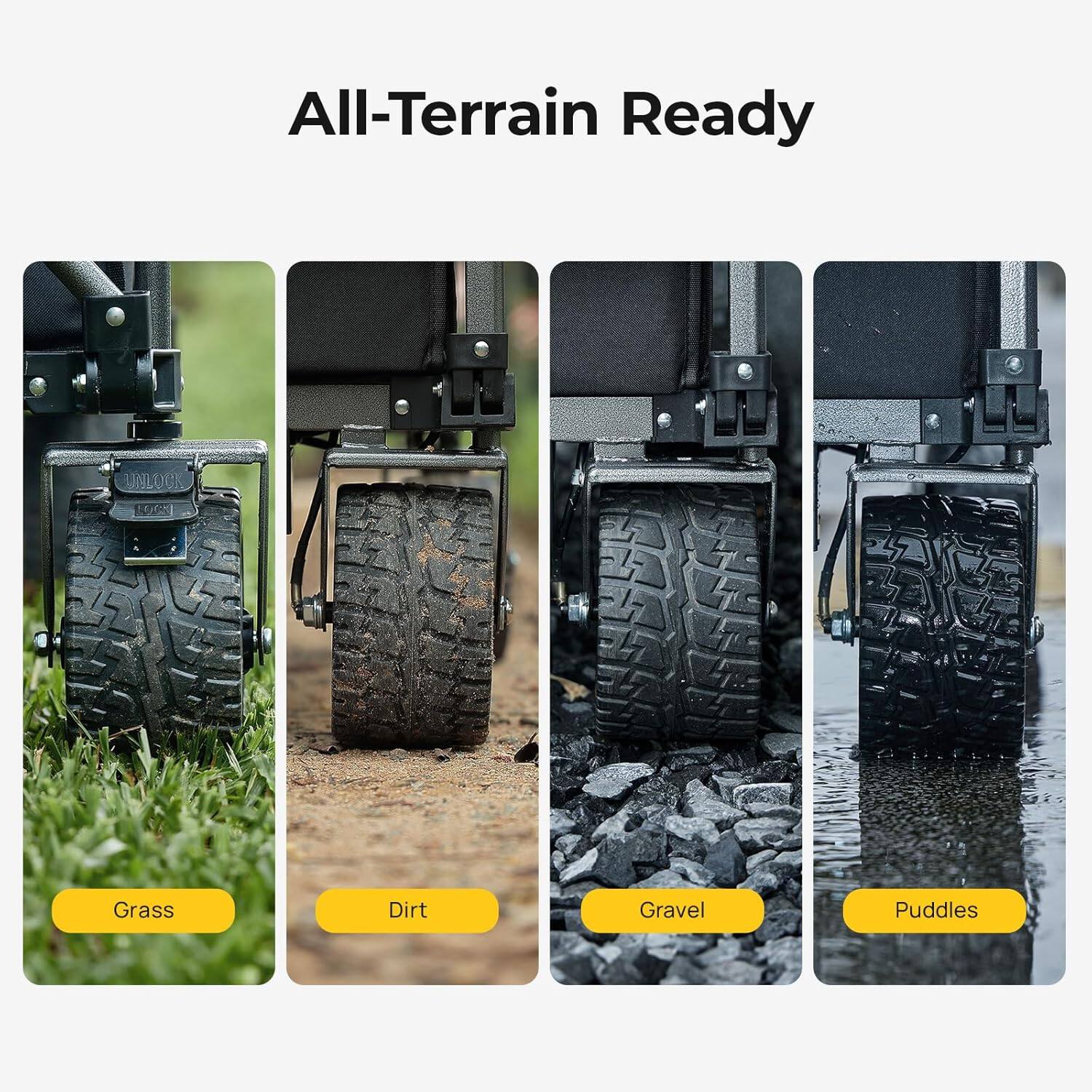 All-Terrain Ready

Grass  
Dirt  
Gravel  
Puddles