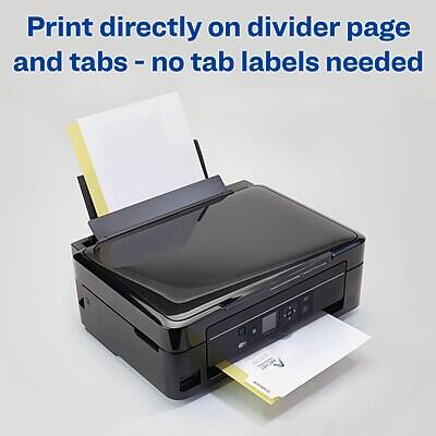 Print directly on divider page and tabs - no tab labels needed