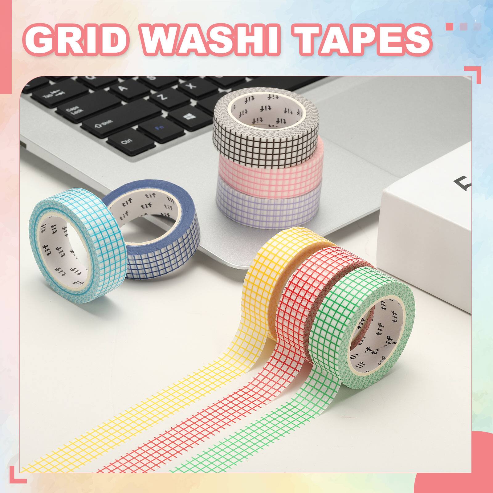 Unique Bargains 2 Rolls Grid Washi Tape, 0.6in x 11yds Decorative ...