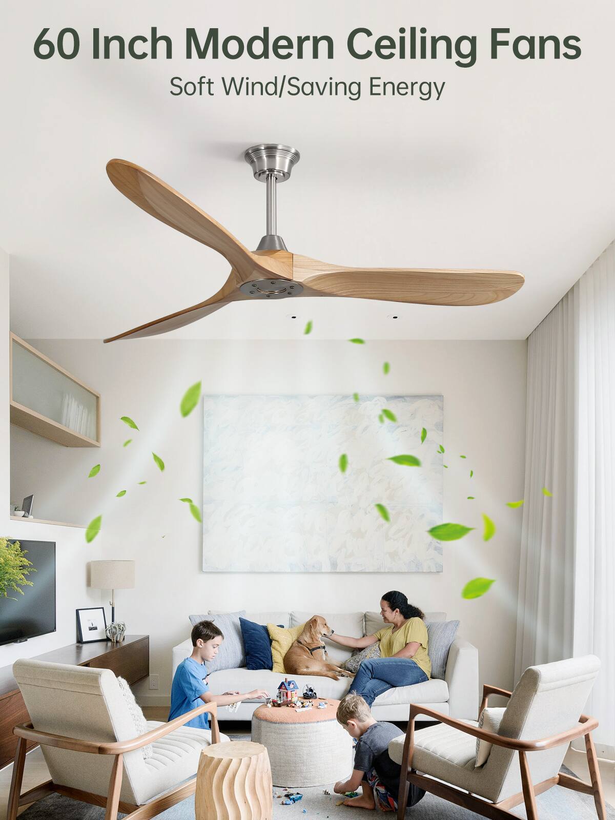 60 Inch Modern Ceiling Fans  
Soft Wind/Saving Energy