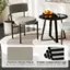 The image features a modern dining room set with a black table and three chairs. The chairs are made of premium sherpa fleece, which is both skin-friendly and breathable. The table and chairs have powder-coated metal legs, which are rustproof, sturdy, and non-deformable. The combination of these materials creates a stylish and comfortable dining experience.