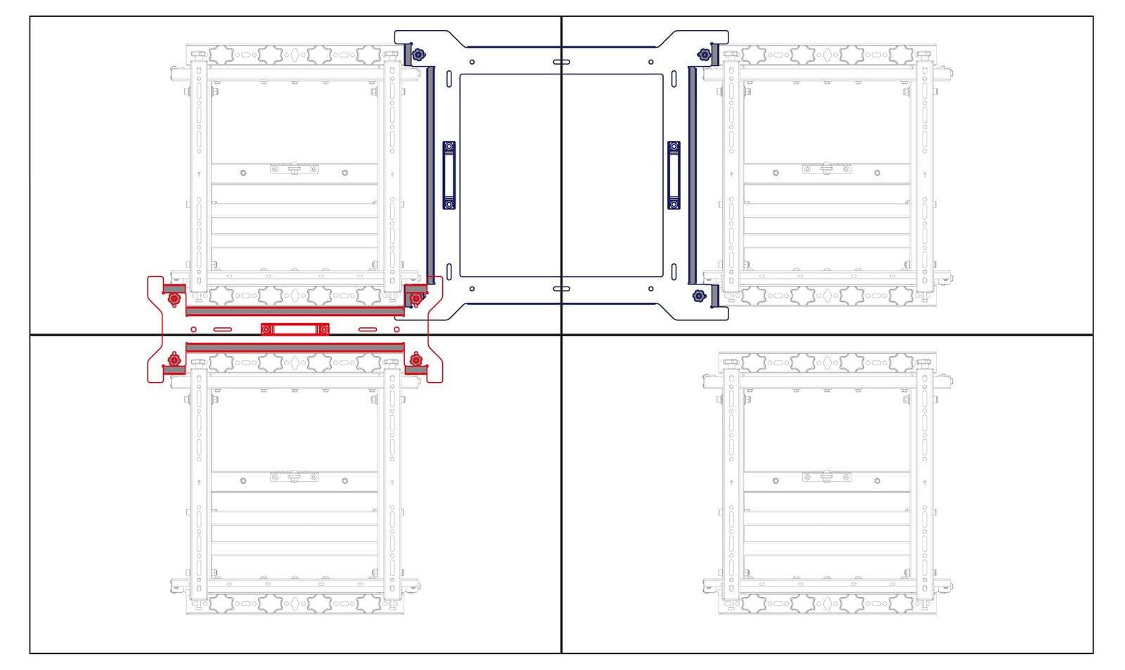 Back. Mount-It! - Video Wall Mount Bundle for 37–70" TVs – 4x MI-367 Mounts + Free Spacer, 110 lbs Capacity - Black.
