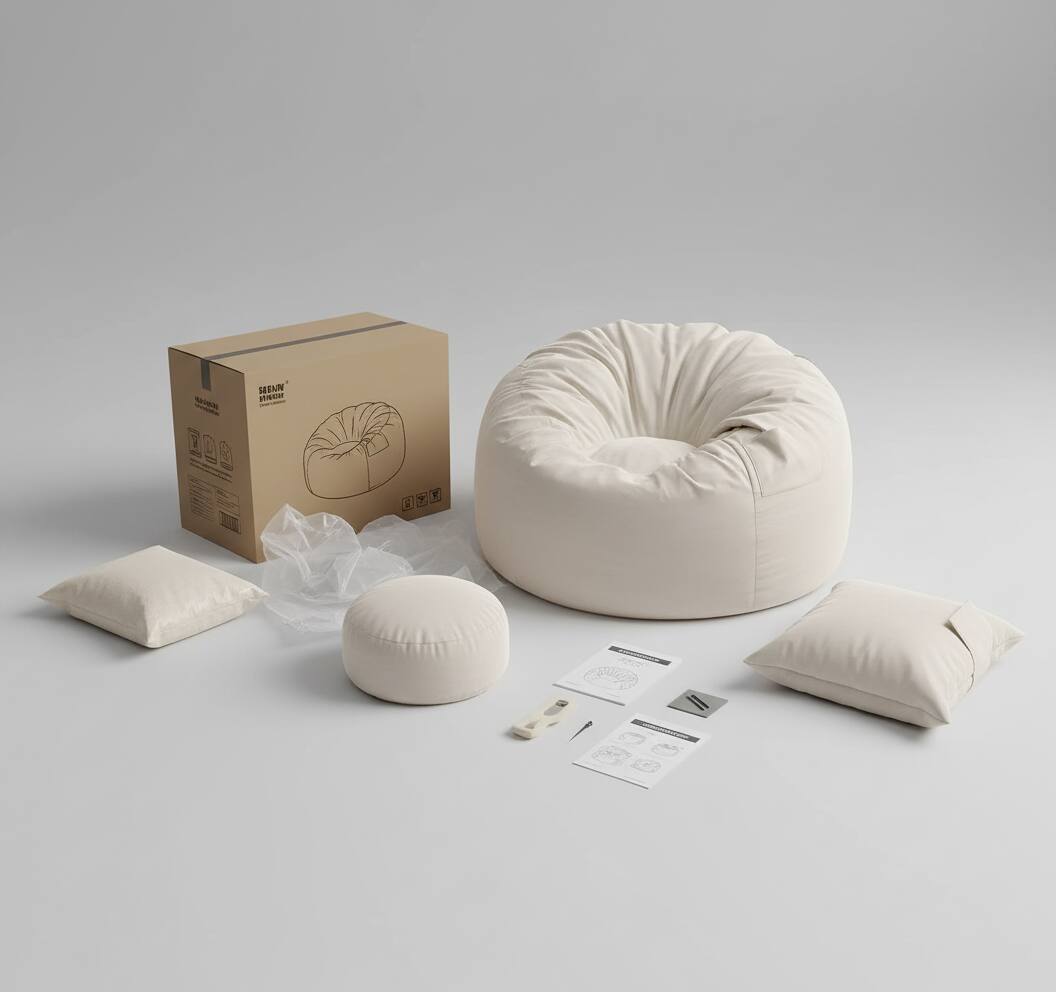 Alt View 1. AOITUN - Large 39" Adult Bean Bag Chair, Cream Waterproof Faux Leather Gaming Lounger with Storage Pocket - Gray.