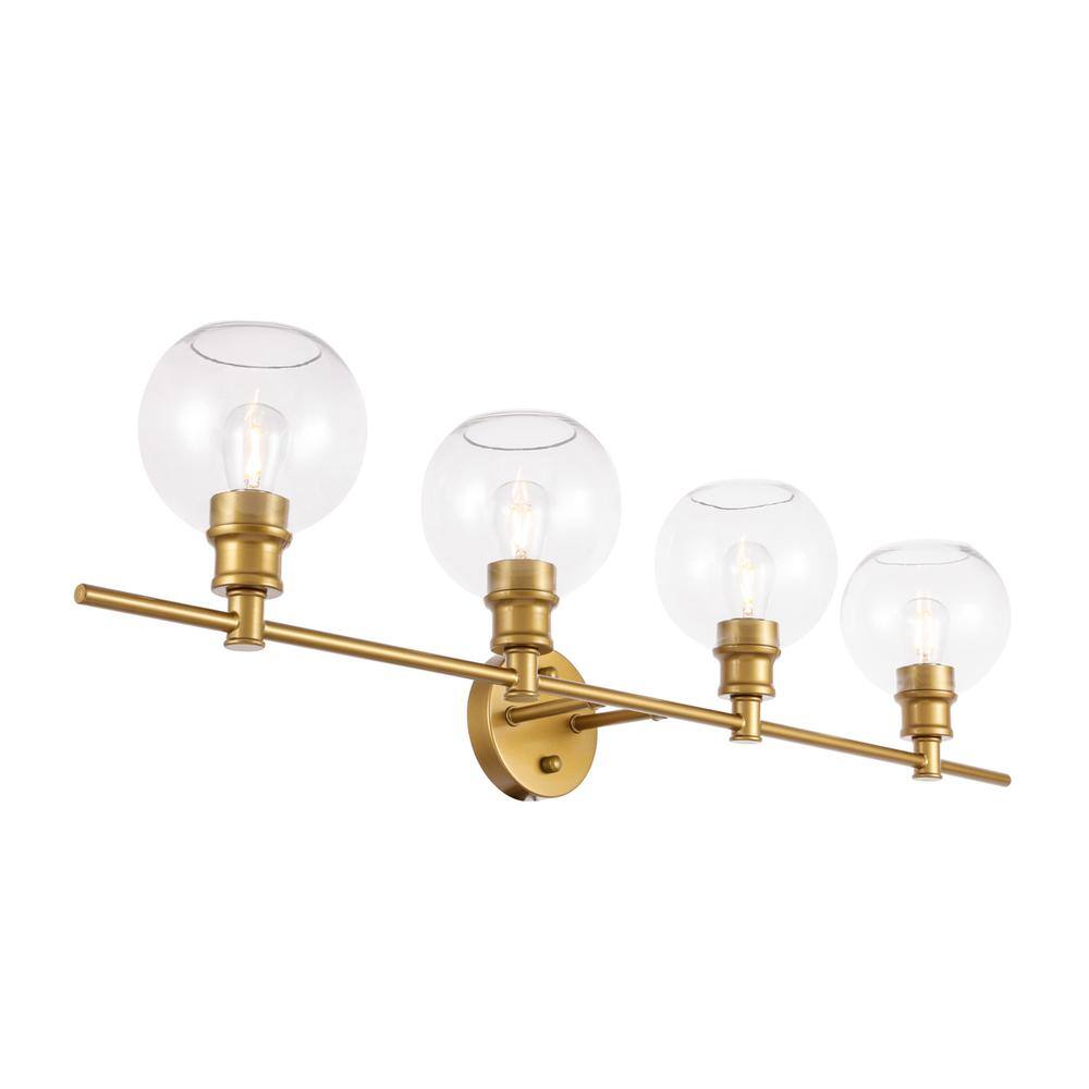 Alt View 4. Living District - Collier 4 light Brass and Clear glass Wall sconce - Brass And Clear Glass.