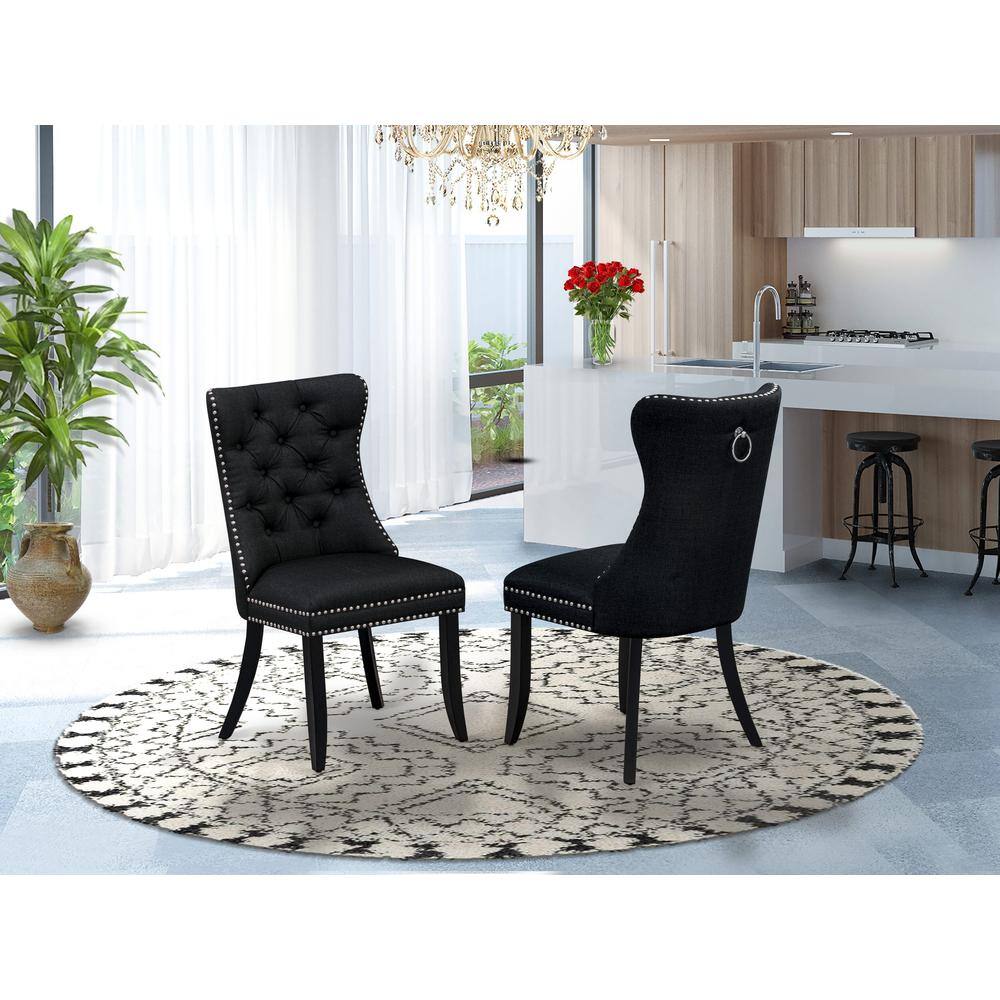 Alt View 2. East West Furniture - Parson Kitchen Chairs - Black.