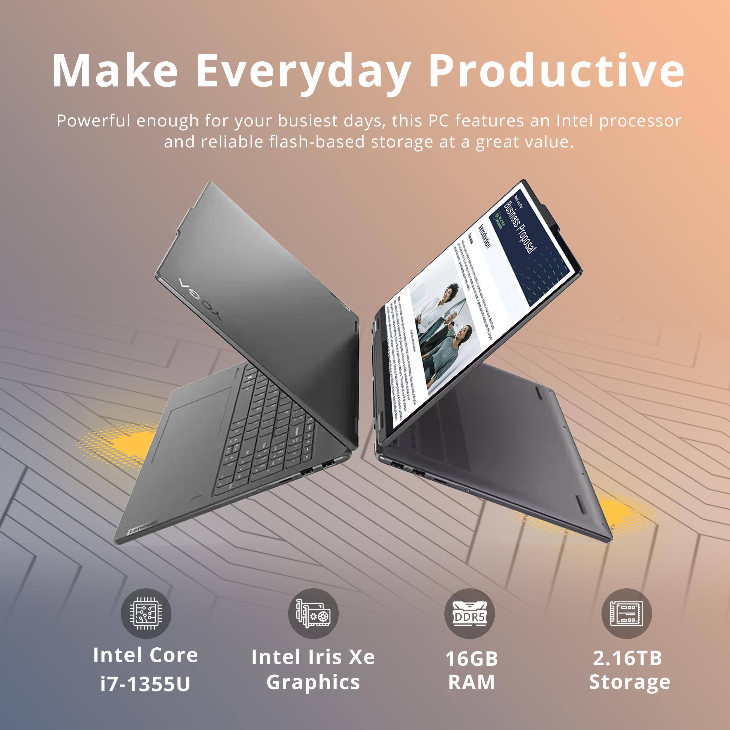 Make Everyday Productive

Powerful enough for your busiest days, this PC features an Intel processor and reliable flash-based storage at a great value.

VOOA R Business Institution Proposal

Intel Core i7-1355U  
Intel Iris Xe Graphics  
16GB RAM  
2.16TB Storage